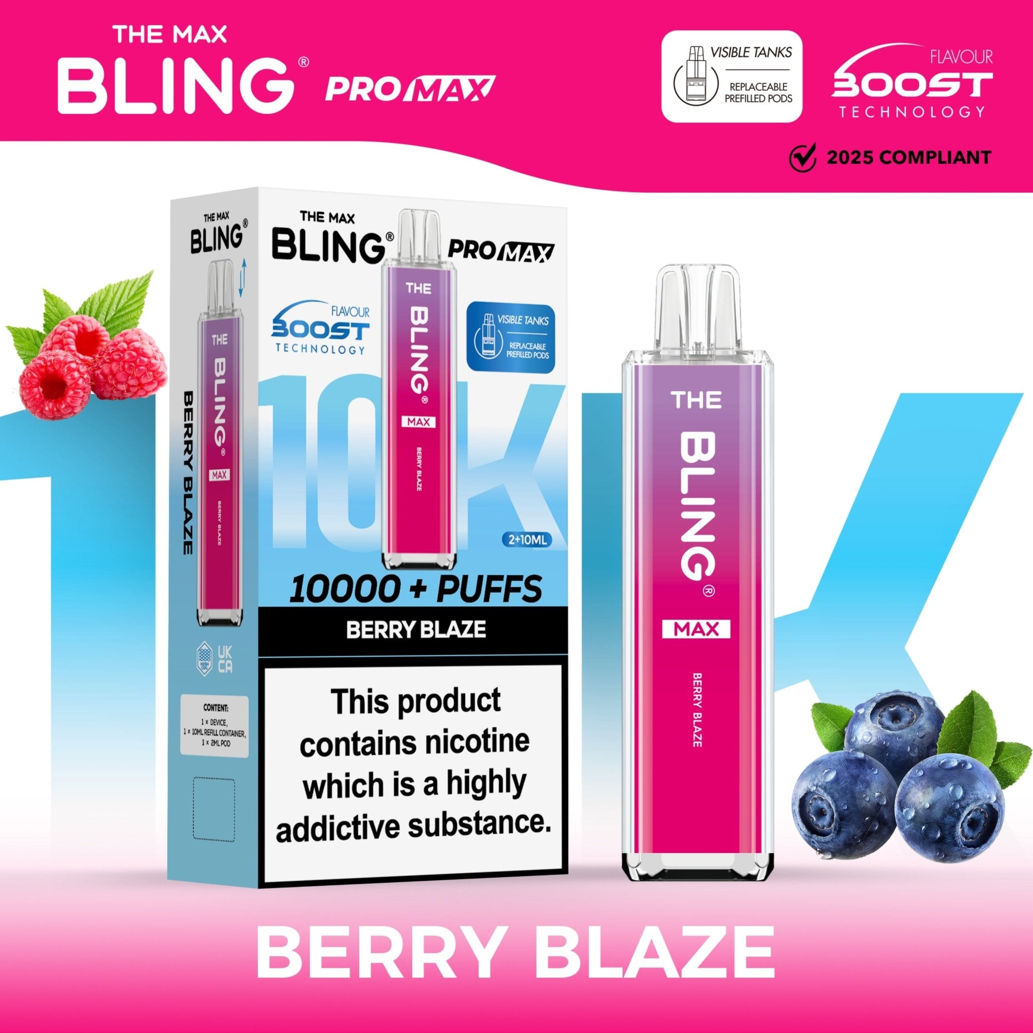 blng vape flavors Crystal Bling Max 10000 Puffs Prefilled Pod Vape Kit