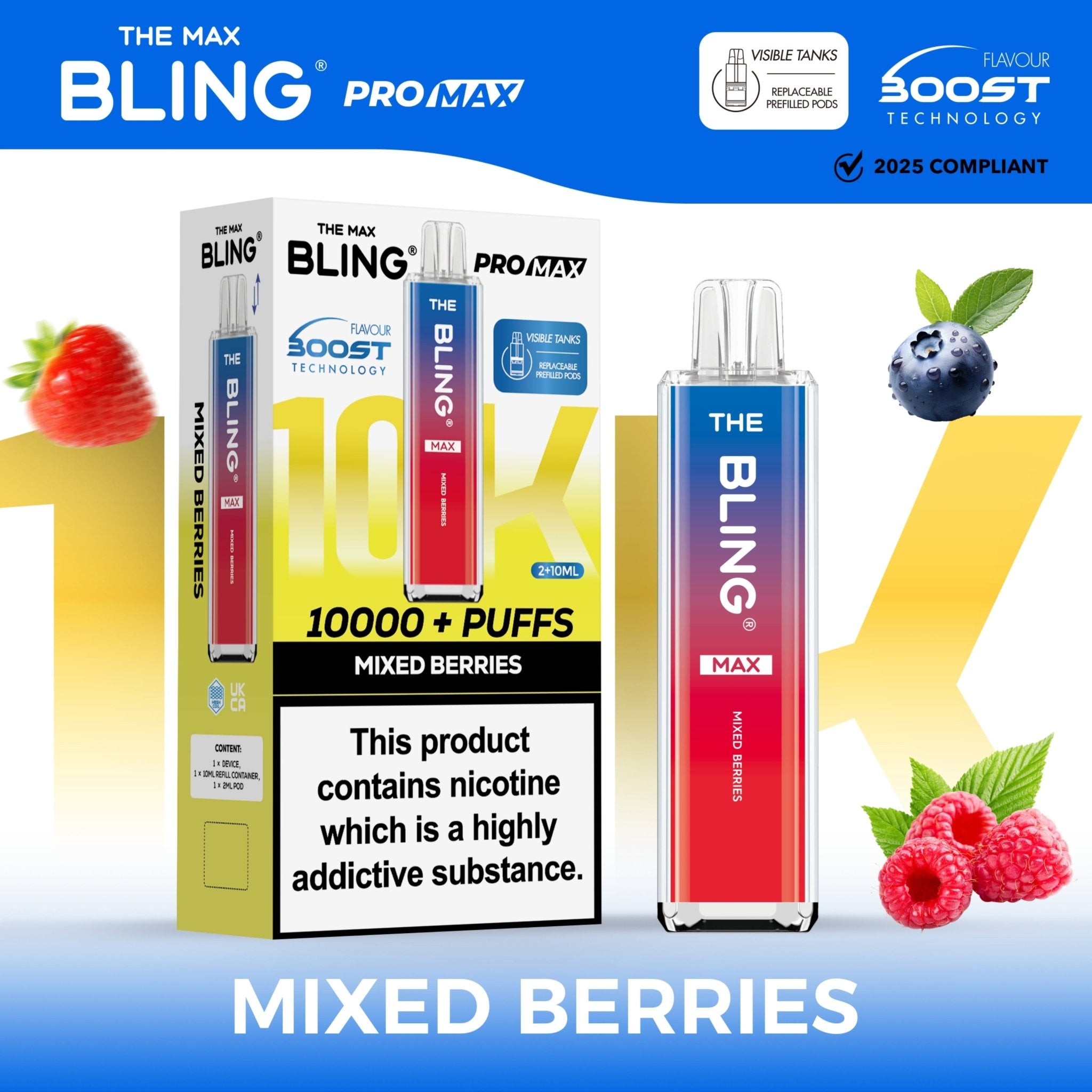 blng vape flavors Crystal Bling Max 10000 Puffs Prefilled Pod Vape Kit
