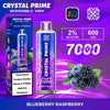 Crystal Prime 7000 Disposable Vape Puff Pod Device Pack of 10 Blueberry Raspberry [New]