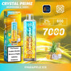 Crystal Prime 7000 Disposable Vape Puff Pod Device Pack of 10 Pineapple Ice [New]